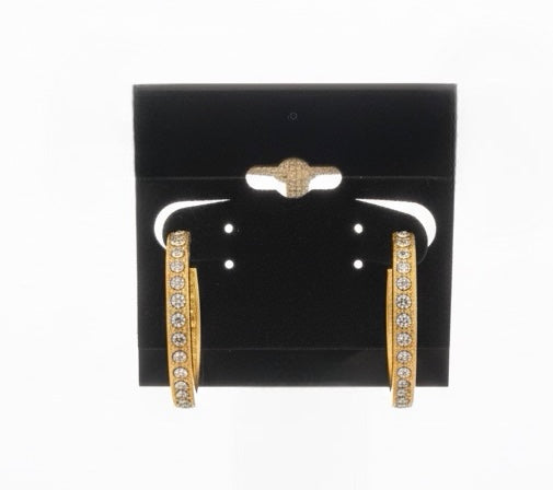 La Vie Parisienne Gold Rhinestone Hoop Earrings
