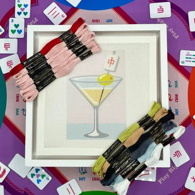 Blue Poppy-Mahjong Martini Needlepoint