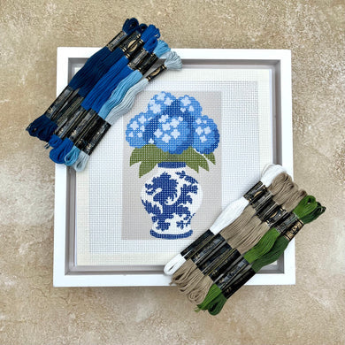 Blue Poppy- Vase &amp; Blue Flowers Needlepoint