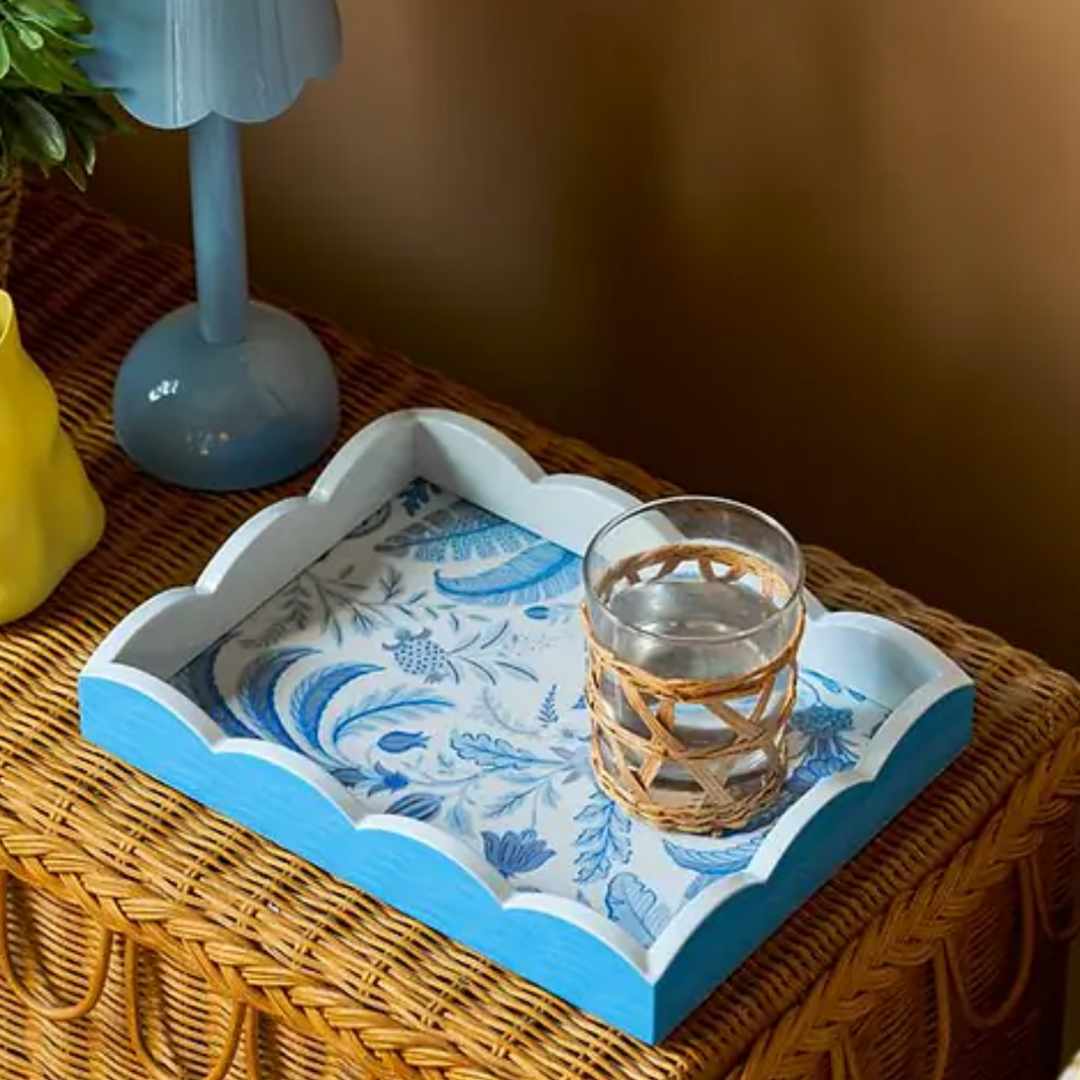 Addison Ross PB Scallop Tray Blue 28x20cm