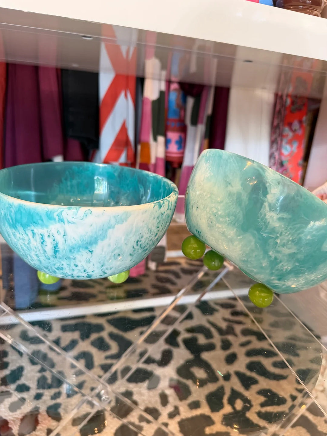 Laura Park Blue Resin Footed Serving Bowl