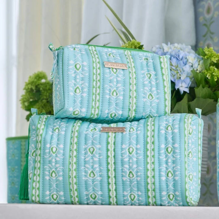 Laura Park Rosemary Stripe Blue Signature Large Cosmetic Bag