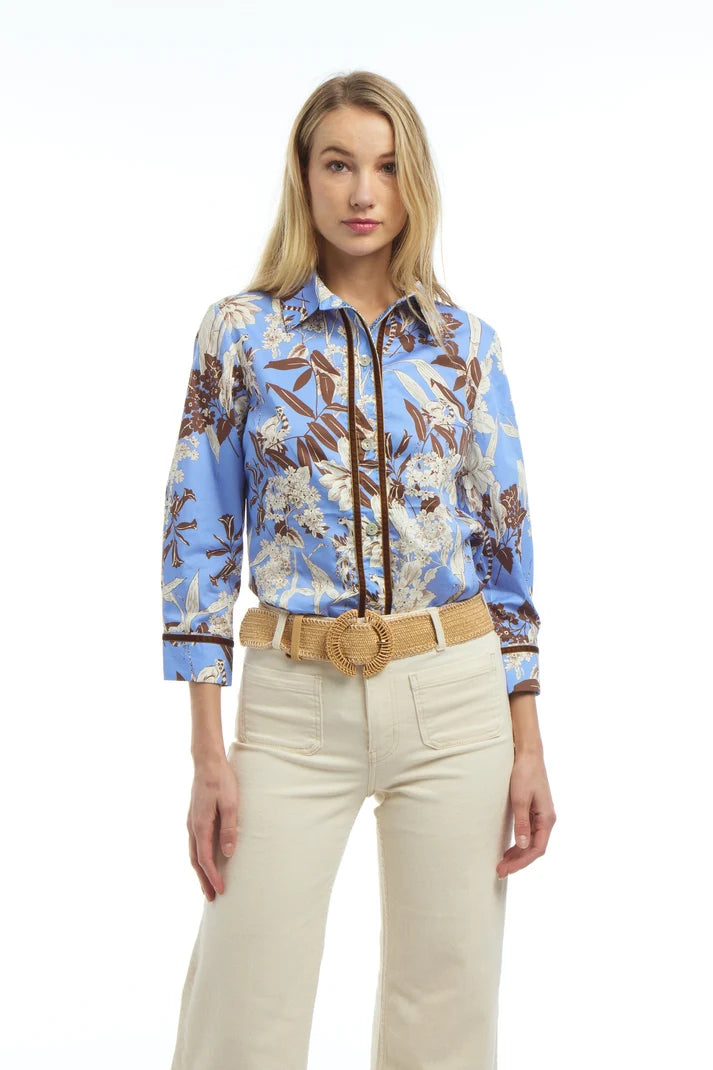 Patty Kim Essential Blouse Blue/Chocolate