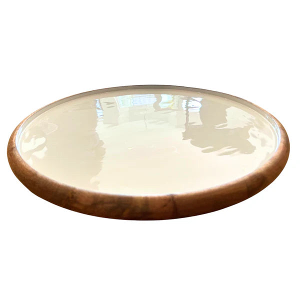 Indy Home- Acacia & Enamel Lazy Susan
