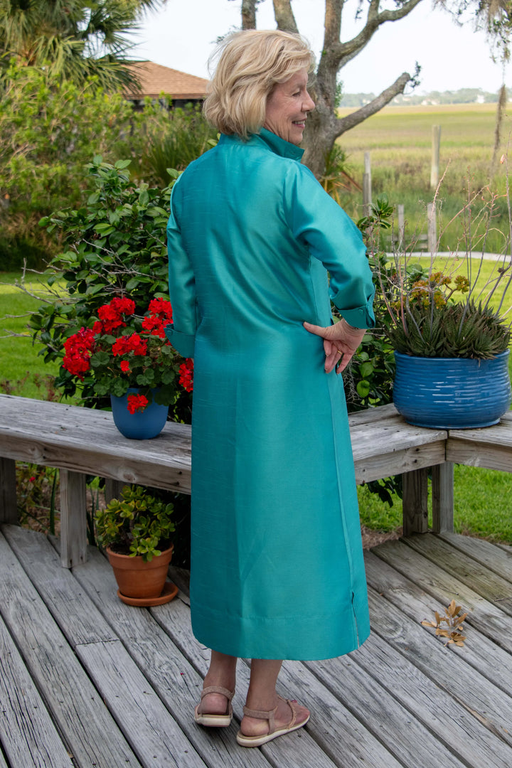 Diane Bailey Cindy Shantung Long Dress Caribbean