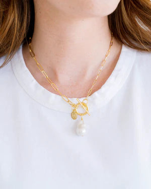 Susan Shaw Katie Paperclip Pearl Necklace