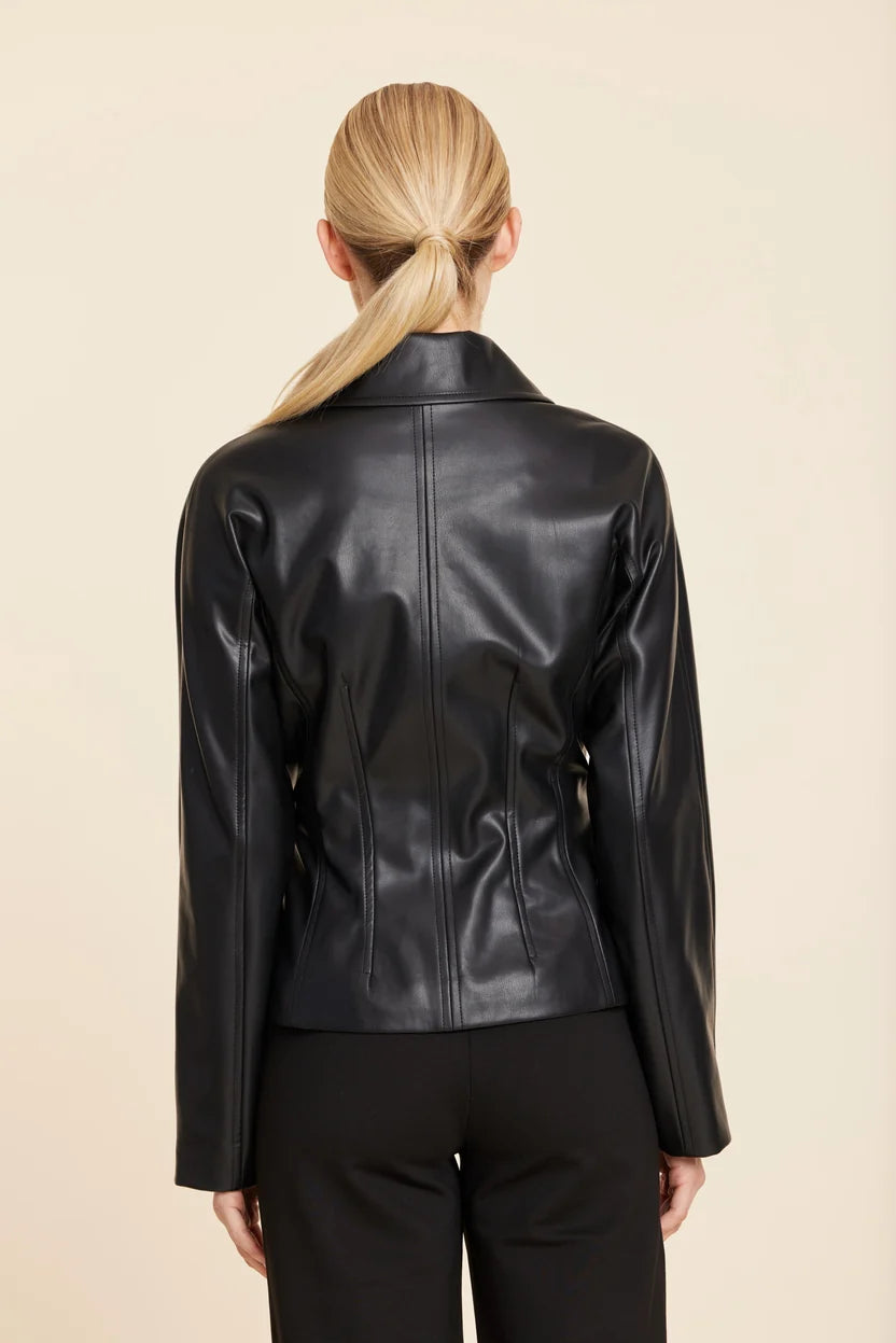 Dolce Cabo-Faux Leather Fitted Shirt Jacket
