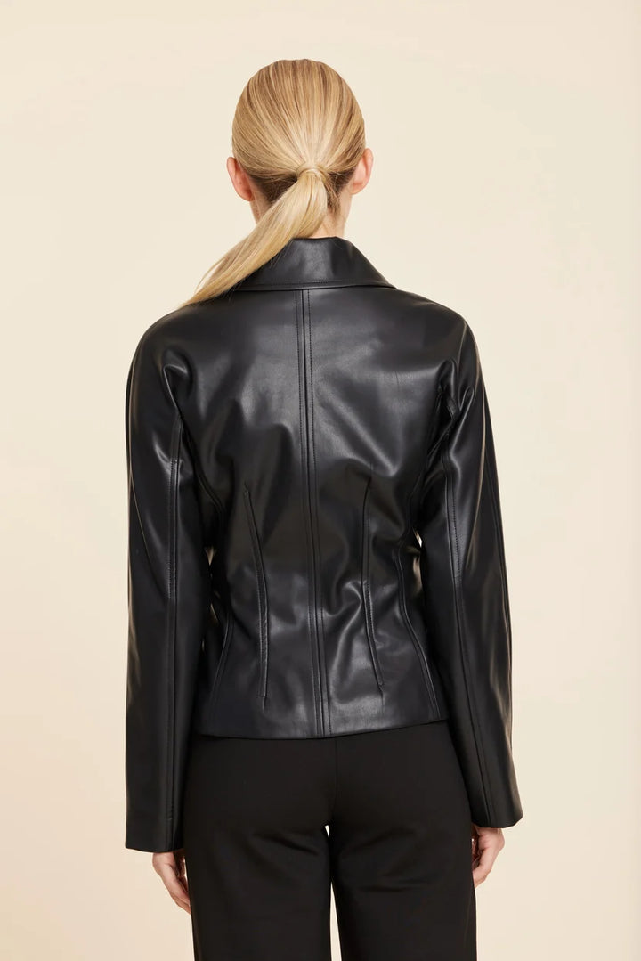 Dolce Cabo-Faux Leather Fitted Shirt Jacket