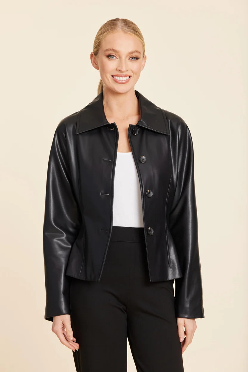 Dolce Cabo-Faux Leather Fitted Shirt Jacket
