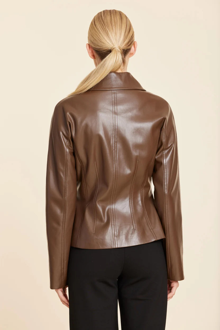 Dolce Cabo-Faux Leather Fitted Shirt Jacket