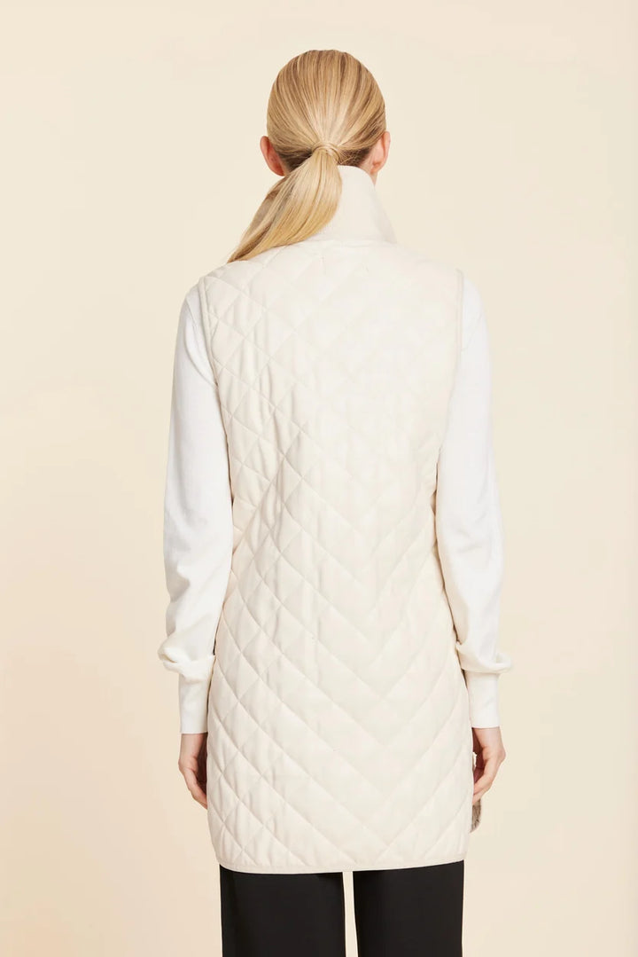 Dolce Cabo-Faux Leather Quilted Vest w/ Side Zippers