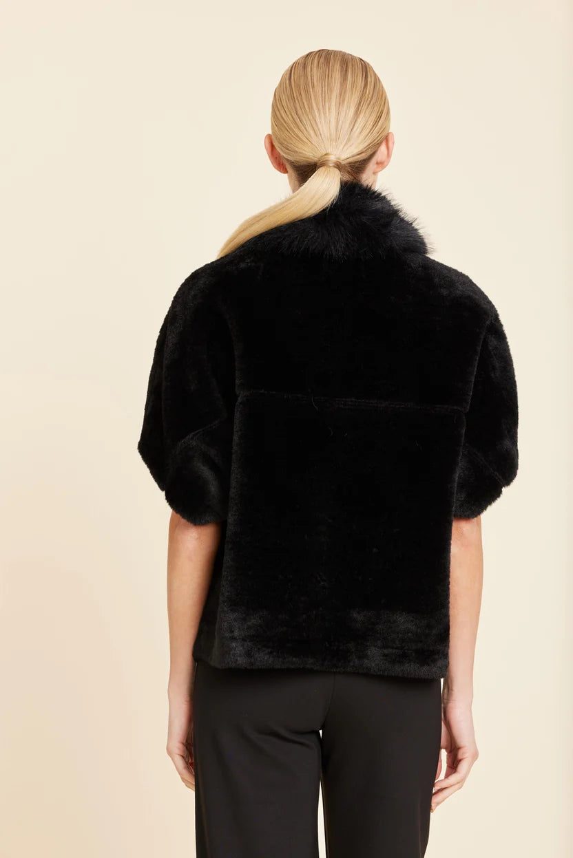 Dolce Cabo-Faux Fur Coccoon Cardigan Black