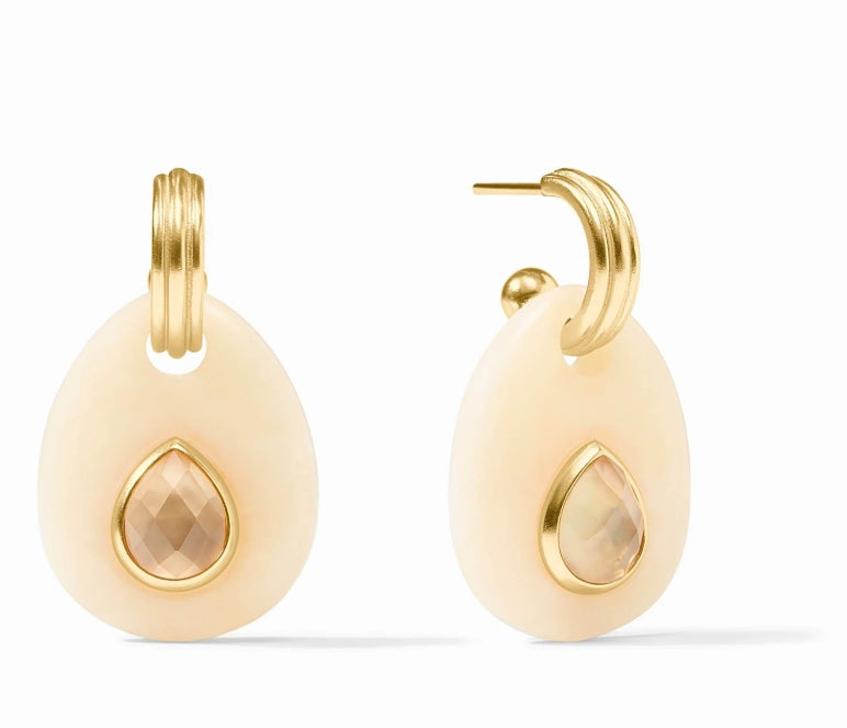 Julie Vos- Carnaby Hoop & Charm Earring Ivory
