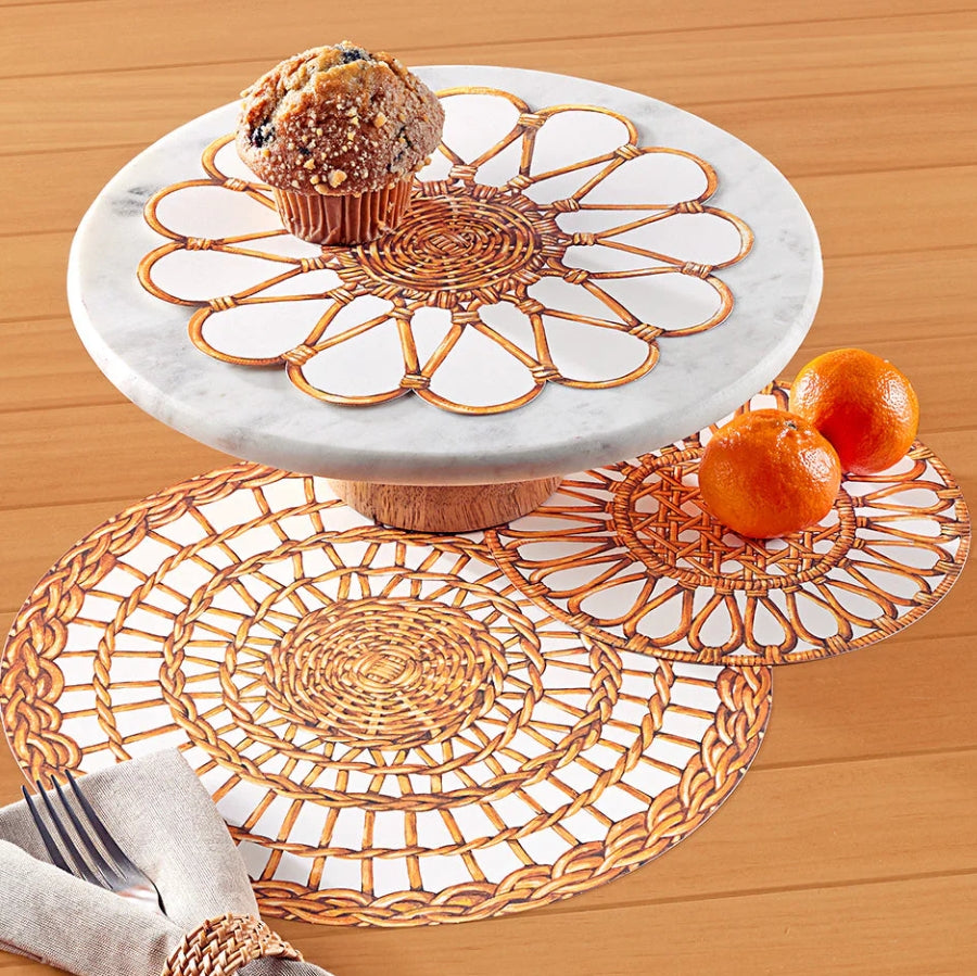 Hester & Cook Serving Papers Rattan Weave