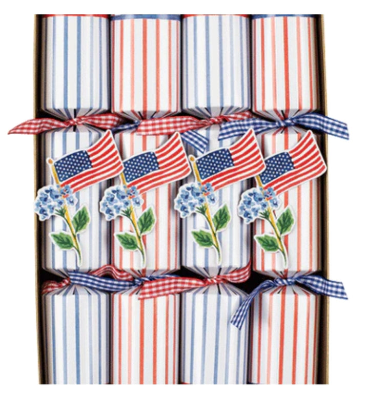Caspari- Flags & Hydrangeas Crackers 10 Inch - 8 per box