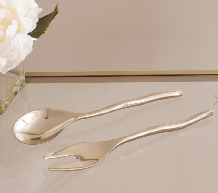 Beatriz Ball Maia Sm Salad Servers Sierra Shiny Gold