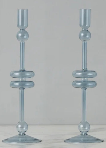Etu Home Glass Candlestick Pair Large