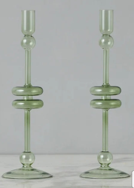 Etu Home Glass Candlestick Pair Large
