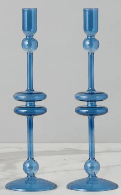 Etu Home Glass Candlestick Pair Large