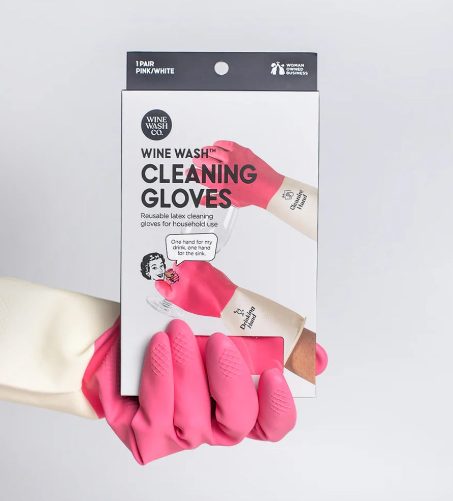 Wine Wash Co. Cleaning Gloves-Pink