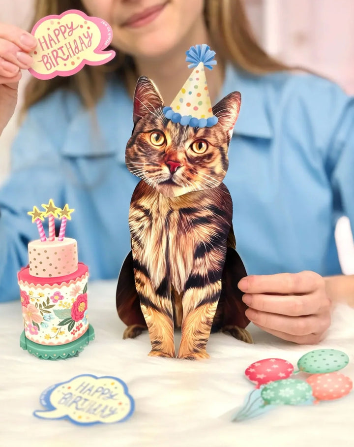 Freshcut Paper Pop Up Pet Cards, Brown Tabby