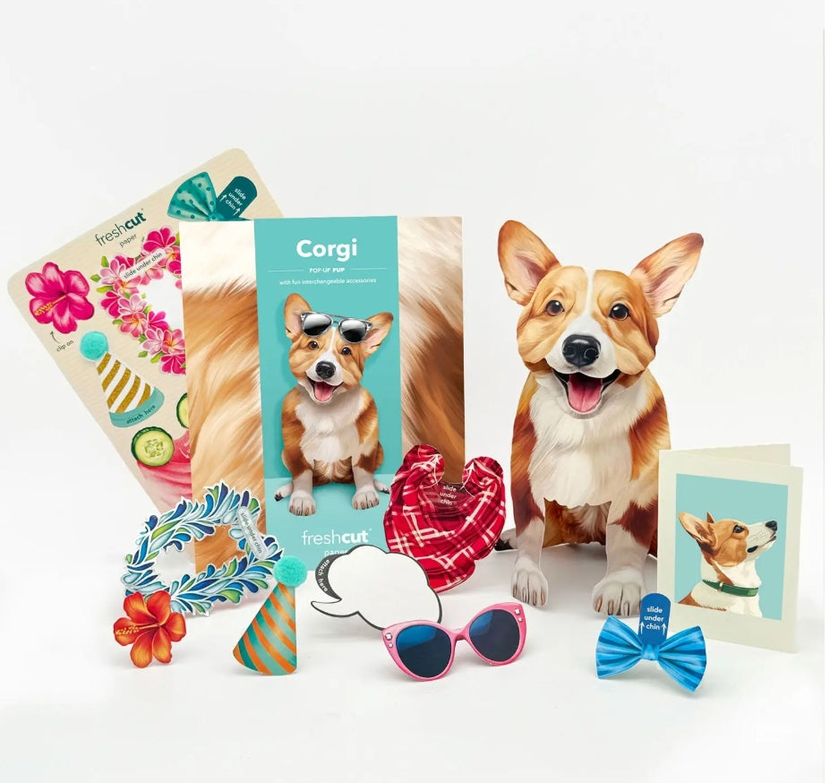 Freshcut Paper Corgi Pop-Up Greeting Card