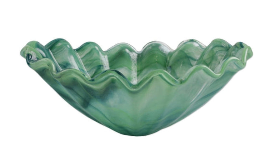 Vietri- Onda Glass Ruffled Round Bowl