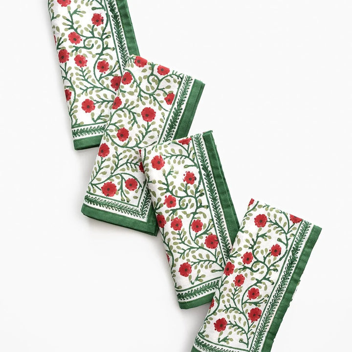 Pomegranate-Stephanie Red/Green Set of 4 napkins