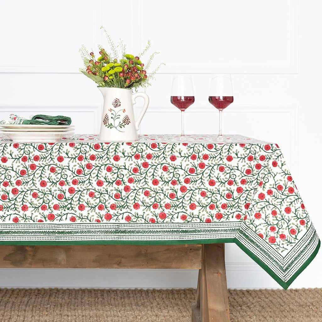 Pomegranate-Stephanie Red/Green Tablecloth