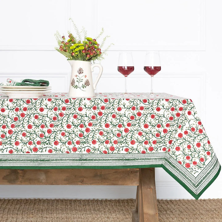 Pomegranate-Stephanie Red/Green Tablecloth