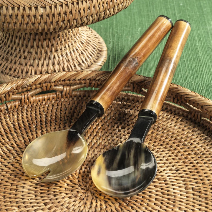 Zodax Bamboo and Horn Server Set - 12 in