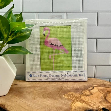 Blue Poppy-Flamingo Needlepoint