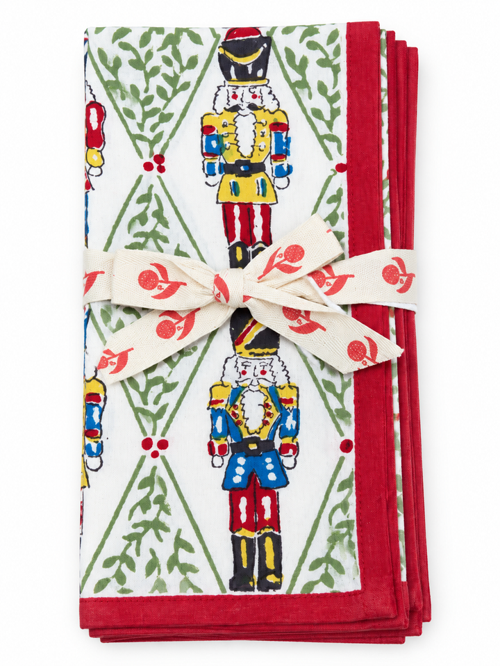 Pomegranate Holly Berry Nutcracker Napkin set of 4