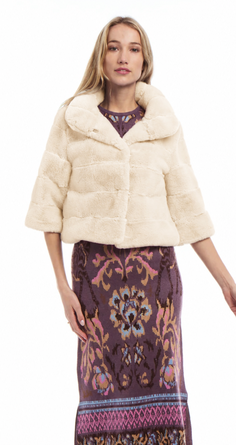 Patty Kim Pamela Crop Faux Fur Coat