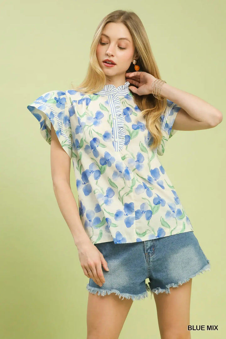 Umgee Floral Mixed Top