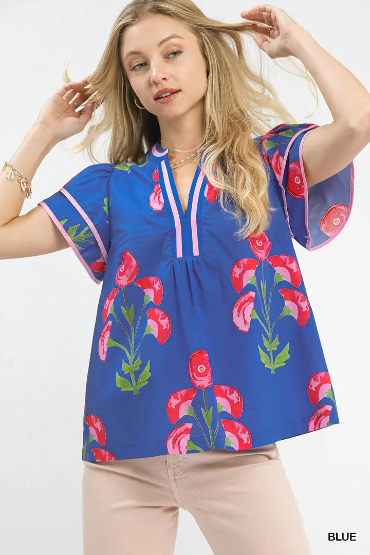 Umgee Blossom Meadow Print Top