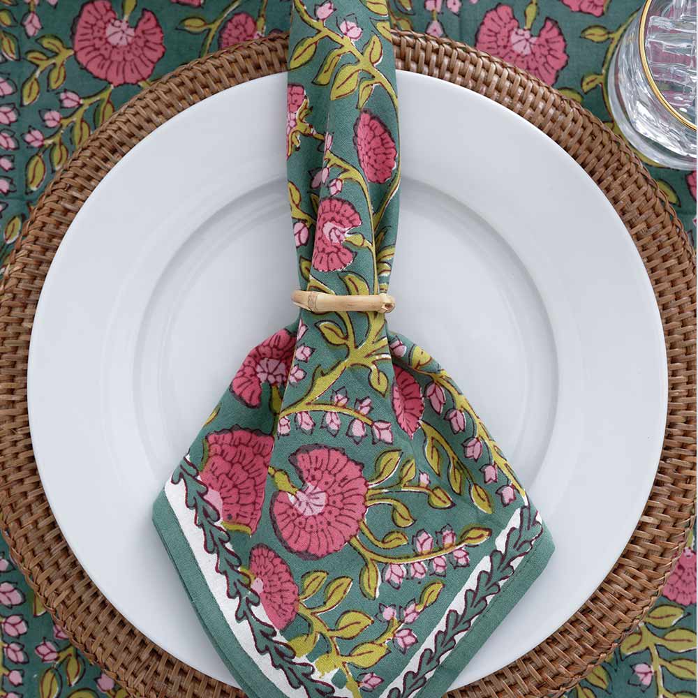 Pomegranate Inc. Cactus Flower Jade Napkin