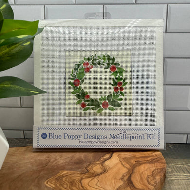 Blue Poppy-Christmas Wreath Needlepoint