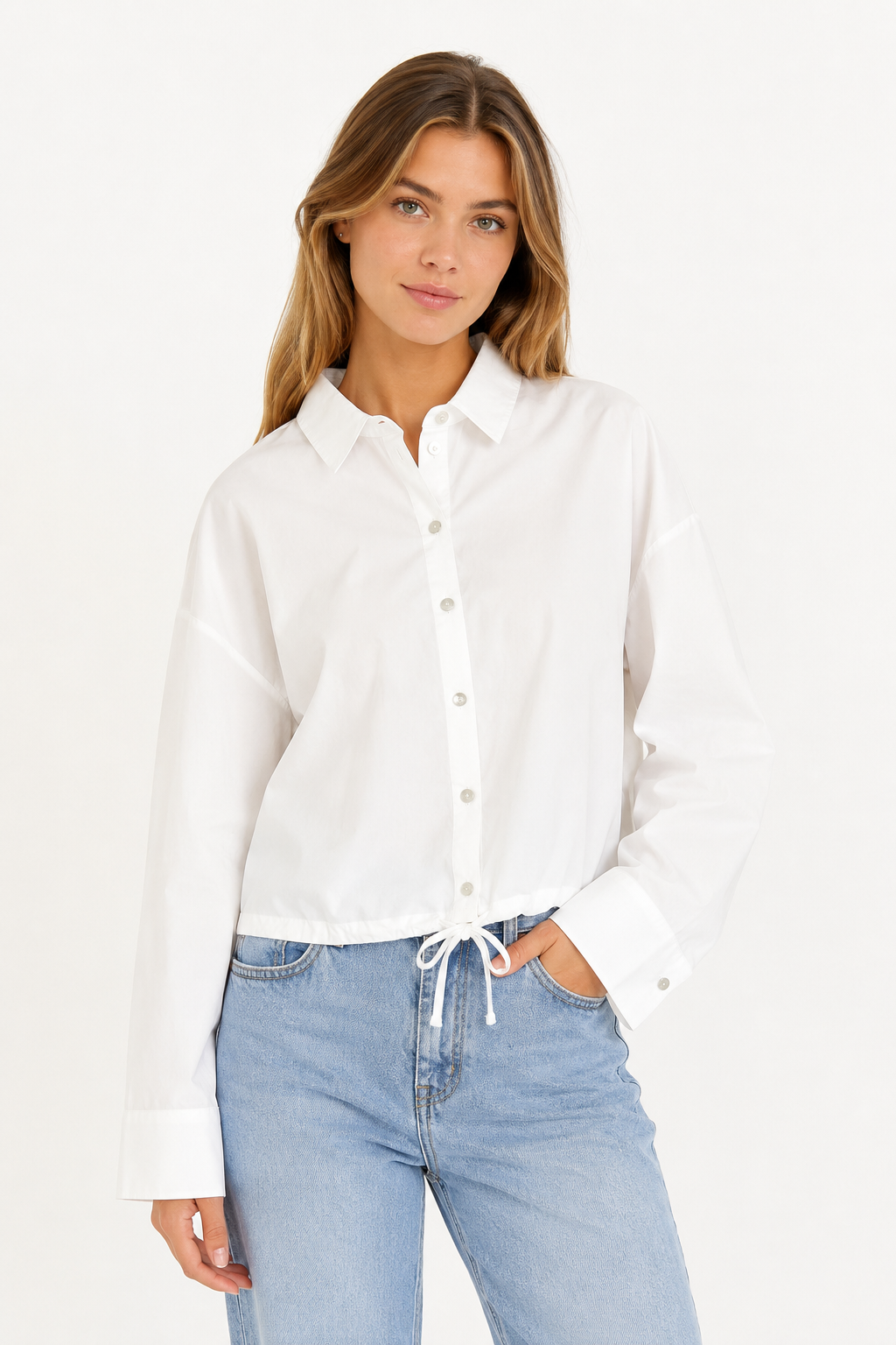 Jodifl- White Button Down Top