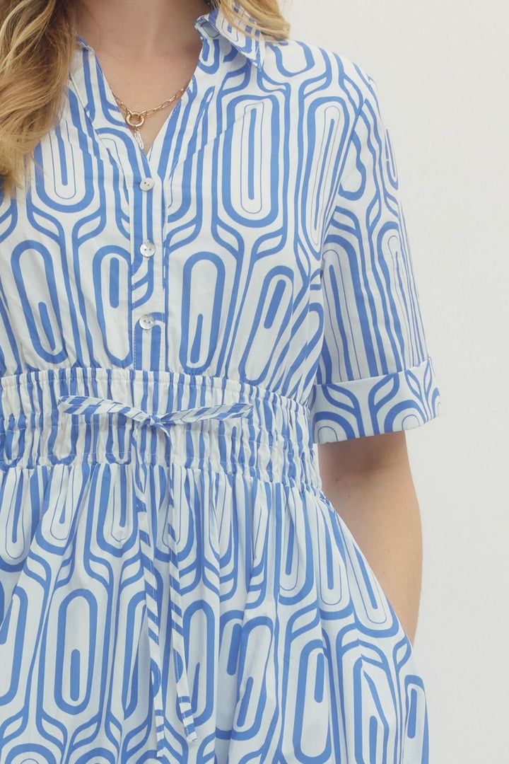 Entro Geometric Print Midi Dress