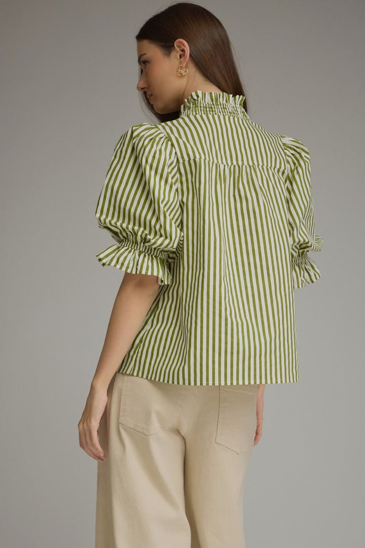 Entro Olive Striped Top