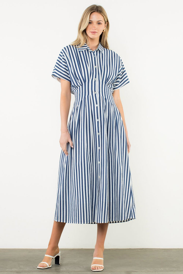 THML- Striped Texture Maxi Dress
