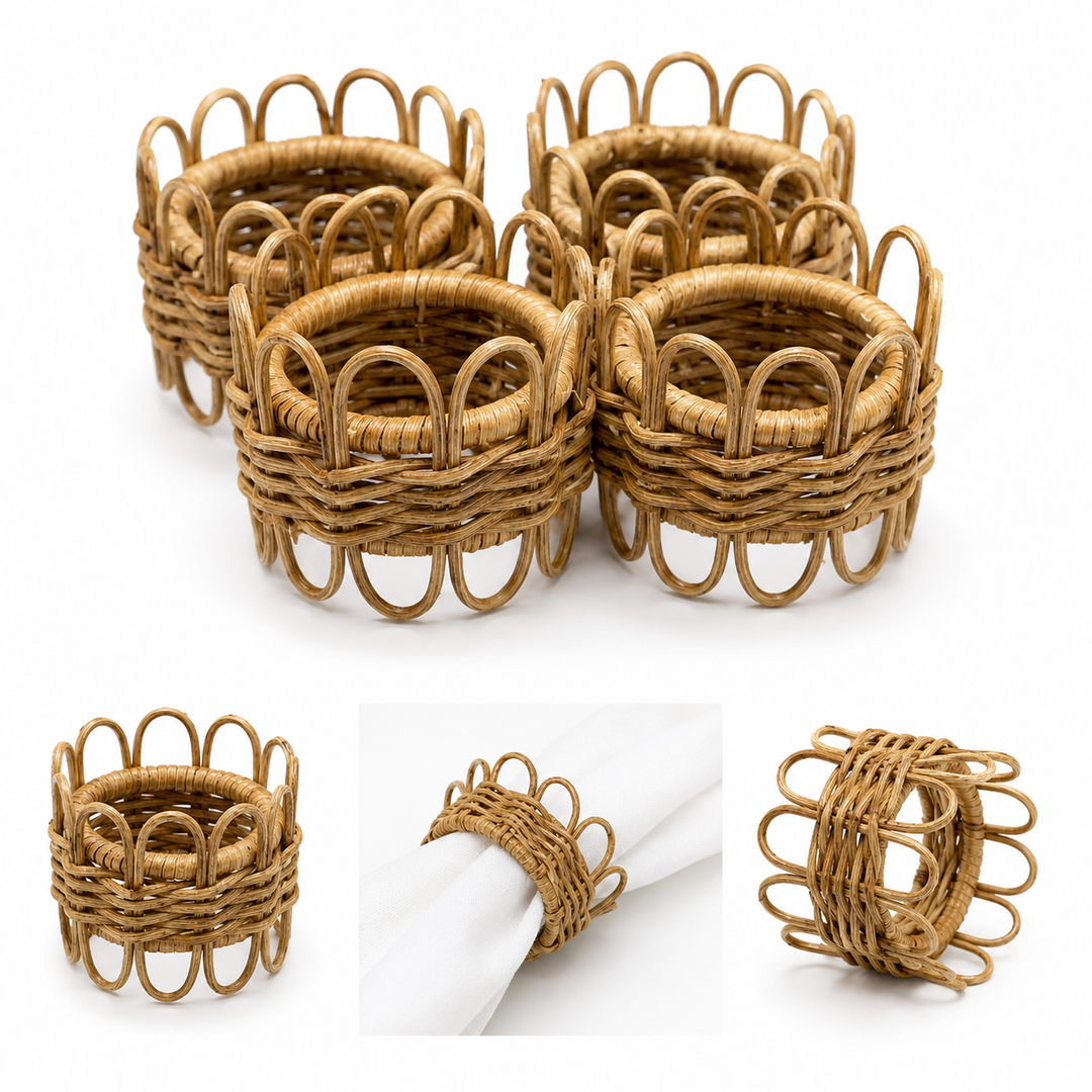 Saro Woven Napkin Ring- Set of 4