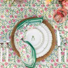 Pomegranate Stephanie Pink & Green Napkins Set of 4