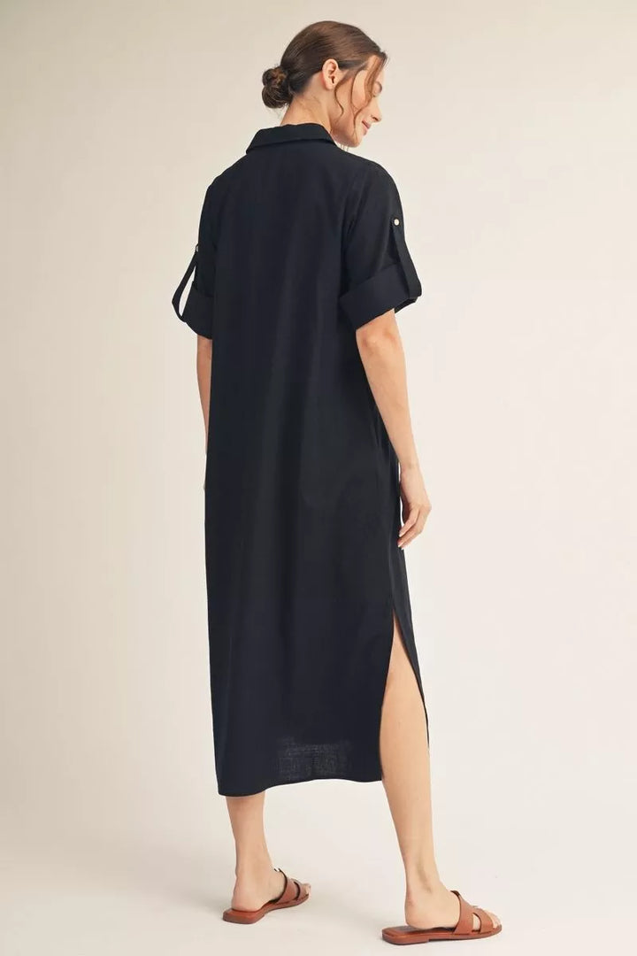 Jodifl-Rolled Sleeve Shirt Dress