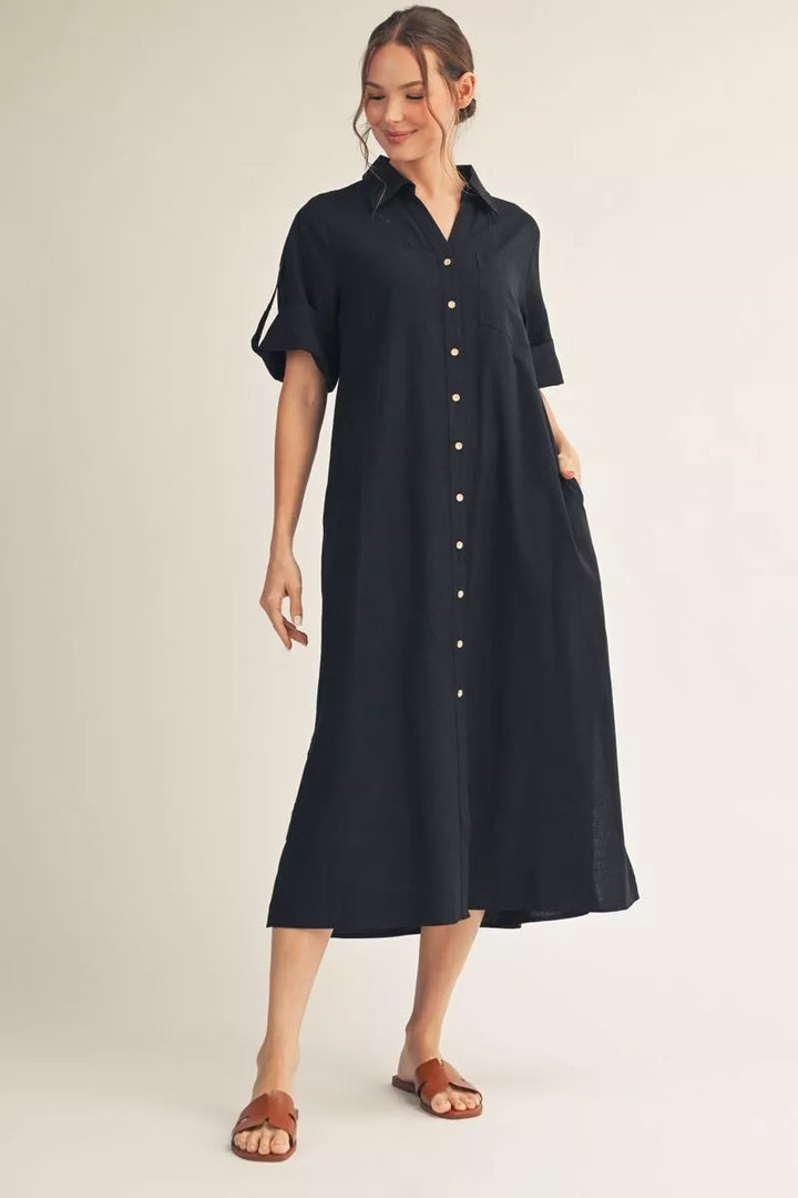 Jodifl-Rolled Sleeve Shirt Dress