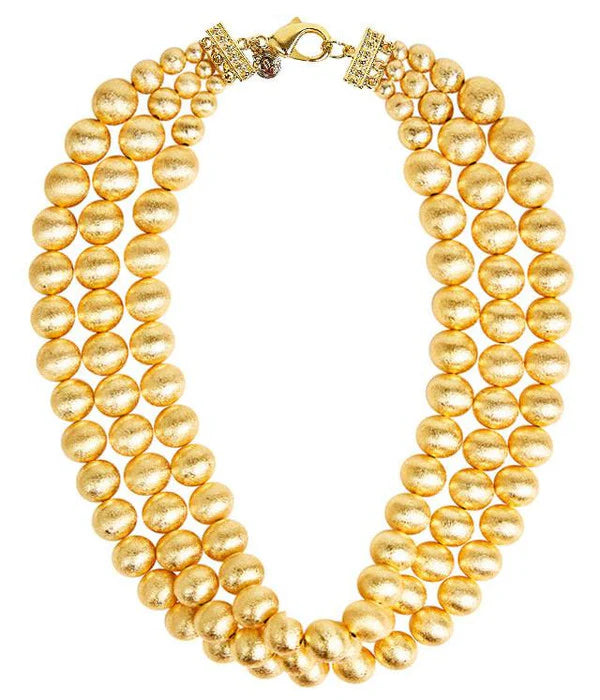 Lisi Lerch Diana gold Triple Strand Beaded Necklace