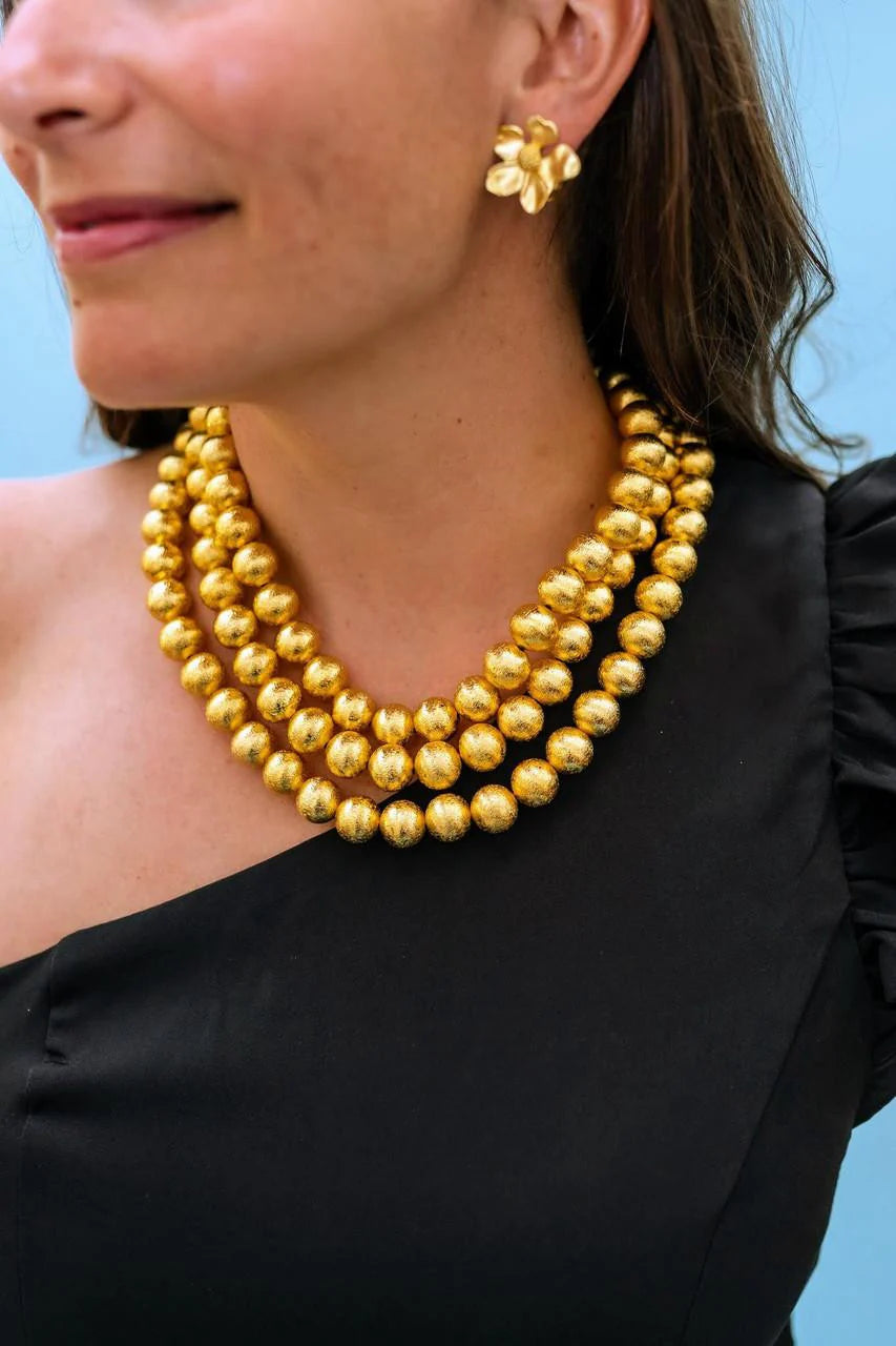 Lisi Lerch Diana gold Triple Strand Beaded Necklace