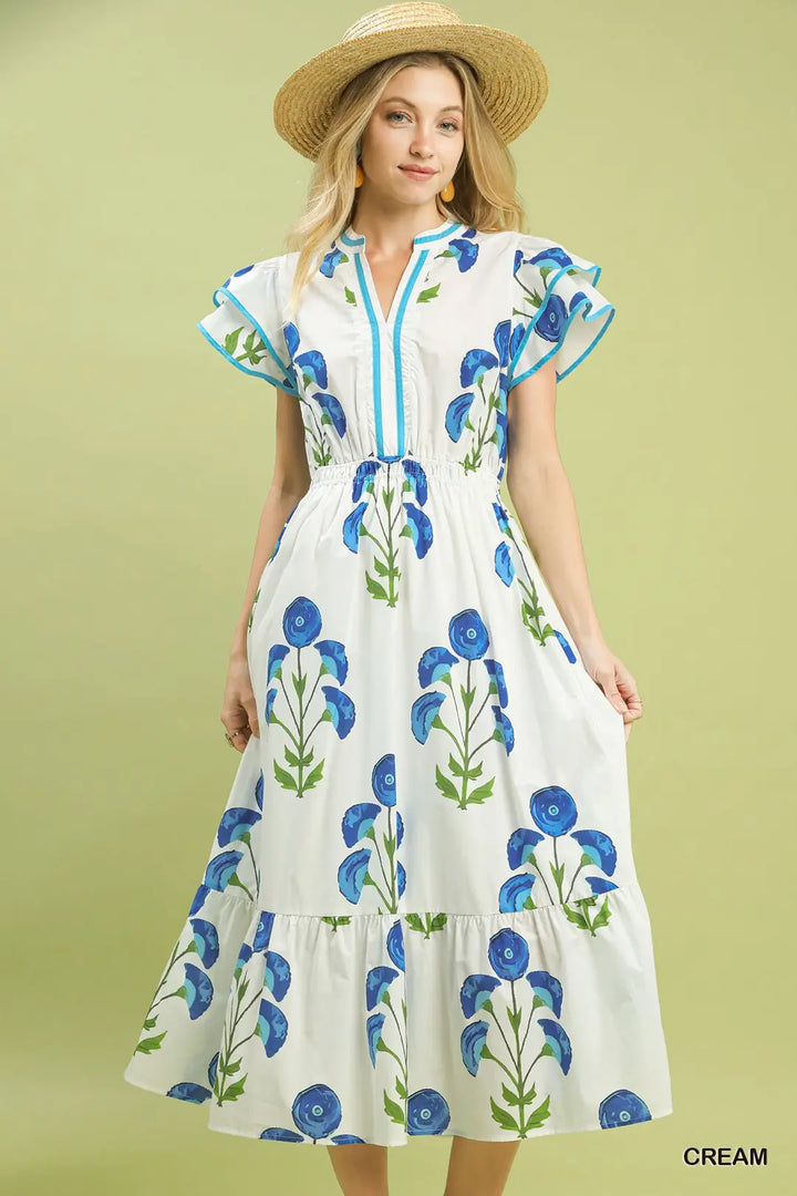 Umgee Meadow Print Midi Dress