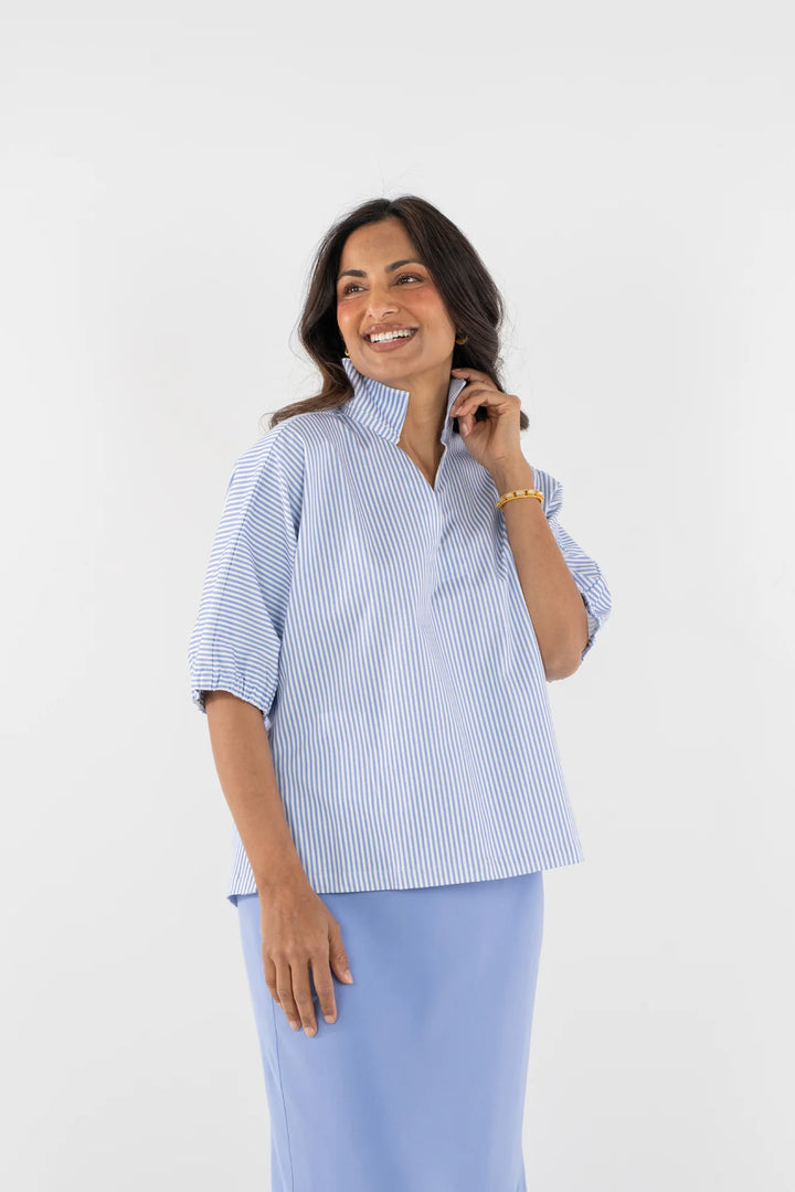 Emily McCarthy Poppy Top Grapemist Stripe